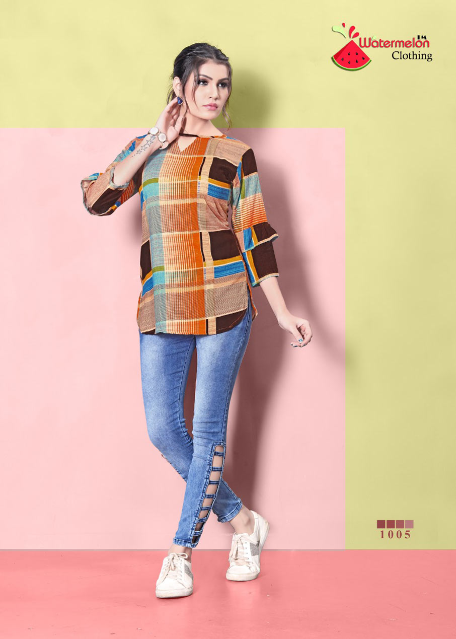 Watermelon Diamond Party-2 Rayon Print Tops Watermelon Diamond Party-2 Rayon Print Tops